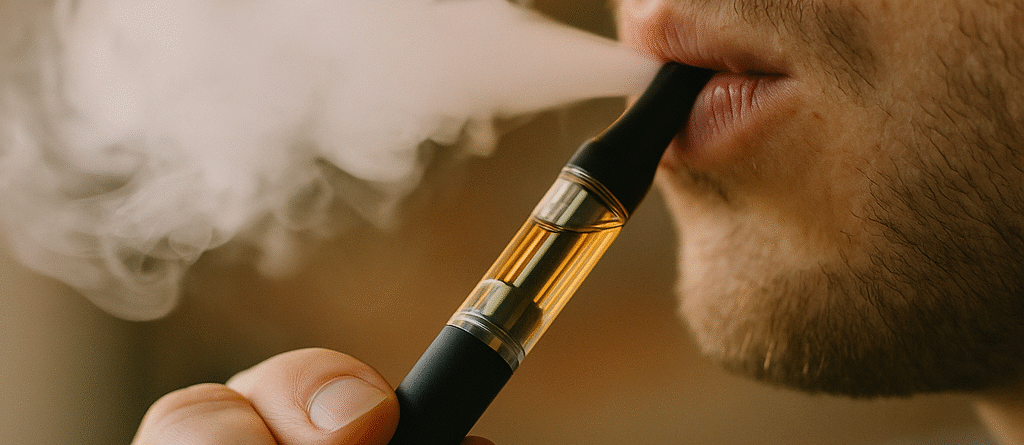 image of man vaping live resin